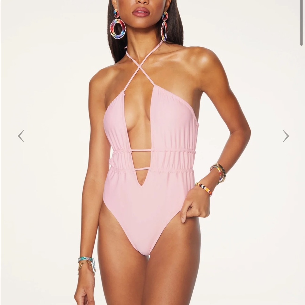 NWT RAMY BROOK Marta Strapless One Piece Swimsuit In Seashell Pink $228